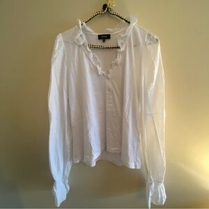 ME+EM Crisp White Ruffle Blouse
